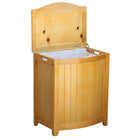 Oceanstar BHP0106N Bowed Front Laundry Wood Hamper with Interior Bag, Natural-Laundry hamper is lined with a canvas bag