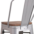 Flash Furniture 30" High Silver Metal Barstool with Back & Wood Seat-Galvanized Steel Construction with Cross Brace under seat for extra stability