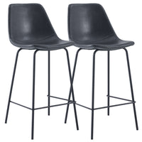 My Home My Living Vintage Faux Leather Counter Stool - Black - 2 Pack-Vintage black faux leather upholstery with foam seat and back