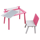 Danawares Wooden Activity Table & Chair - Pink/Light Grey-Chair Dimensions: 10.63"L x 10.63"D x 20.47"H