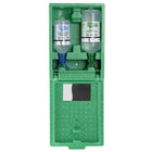 Plum Medium Duo Eyewash Station-Dust-proof wall station includes 1X pH Neutral Duo 500mL and 1X Eyewash Duo 1L, pictogram on the front side and a mirror inside the lid