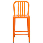 Flash Furniture Commercial Grade 24" High Orange Metal Indoor-Outdoor Counter Height Stool with Vertical Slat Back - 2 Pack-Set of 2 Industrial Modern Counter Stools