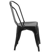Nicer Furniture Stackable Industrial Tolix A Style Side Chair - Metal - Black-Perfect to be used for your Dining Room, Patio, Living Room and Office
