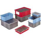 Quantum Storage Systems Divider Box Containers, Plastic, 16.5" W x 10.9" D x 8" H, Grey - 3 Pack-Colour: Grey