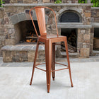 Flash Furniture Commercial Grade 30" High Copper Metal Indoor-Outdoor Barstool with Back-Floor Protector Rubber Glides
