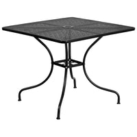 Flash Furniture 35.5" Square Black Indoor-Outdoor Steel Patio Table-Patio Table