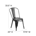 Flash Furniture Commercial Grade Distressed Black Metal Indoor-Outdoor Stackable Chair-Floor Protector Rubber Glides