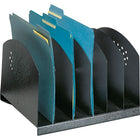 Safco 6-Tier Steel Desk Rack, Black-This extra-sturdy steel desk rack helps increase efficiency by neatly storing and organizing the file folders and paperwork cluttering up most work areas