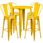 30'' Round Yellow Metal Indoor-Outdoor Bar Table Set with 4 Cafe Barstools [CH-51090BH-4-30CAFE-YL-GG]-Metal Cafe Bar Table