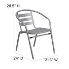 Flash Furniture Silver Metal Restaurant Stack Chair with Aluminum Slats-Electrophoresis Process