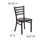 Flash Furniture HERCULES Series Black Ladder Back Metal Restaurant Chair - Walnut Wood Seat-18 Gauge Steel Frame