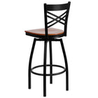 Flash Furniture HERCULES Series Black "X" Back Swivel Metal Barstool - Cherry Wood Seat - 2 Pack-.625" Thick Plywood Seat