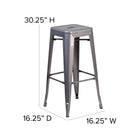 Flash Furniture 30" High Backless Clear Coated Metal Indoor Barstool with Square Seat-Drain Hole in Seat