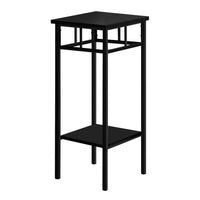 Monarch Specialties 3278 Accent Table - 28"H/Black/Black Metal-2-tier accent table featuring a square tabletop and 2 storage shelves in a black finish