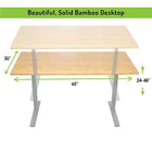 Uncaged Ergonomics 60" Rise Up Electric Adjustable Sit Stand Desk with Keyboard Tray & Standing Mat Bundle (RUGBKT2ASM)-Frame height Range = 24-48" ; Adjustable Width 47-55"