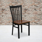 Flash Furniture HERCULES Series Black School House Back Metal Restaurant Chair - Cherry Wood Seat - 2 Pack-Welded Joint Assembly