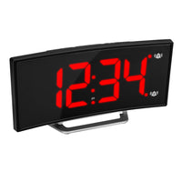 Marathon Watch Curved Display LED Clock with Dual Alarm and USB Charging Port - Black-Bright led display with 4.7 cm large digits: variable display modes, choose between high (bright), low (dim) or off