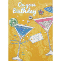 Rosedale 5" x 7" On Your Birthday Celebrating In Style Greeting Cards And Envelopes, 12 Pack (15716)-Printed on premium uncoated card stock