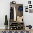 Prepac Narrow Hall Tree With 9 Shoe Cubbies In Drifted Gray Finish - 68