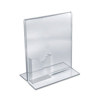 Azar Displays 11" x 8.5" Vertical Double Sided Stand Up Acrylic Sign Holder with Brochure Pocket, 10 Pack (252045)-For restaurant menus, hotel concierge desks, hotel registration desks or any marketing material