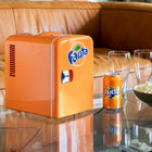 Coca-Cola Fanta Portable 6 Can Thermoelectric Mini Fridge Cooler/Warmer - 4 L / 4.2 qt-Self-locking door handle