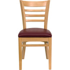 Flash Furniture HERCULES Series Ladder Back Natural Wood Restaurant Chair - Burgundy Vinyl Seat-Wood Chair