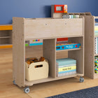 Flash Furniture Bright Beginnings Commercial Double Sided Space Saving Wooden Mobile Storage Cart with Clear Back - Natural-Holds up to 200 LBS. Static Weight Capacity