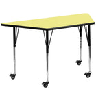 Flash Furniture Mobile 29.5"W x 57.25"L Trapezoid Thermal Laminate Activity Table - Yellow-Collaborative Trapezoid Activity Table