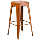 Flash Furniture 30" High Backless Distressed Orange Metal Indoor-Outdoor Barstool-Stackable Industrial Style Modern Stool
