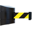 SCN Industrial Tensabarrier Wall Mounted Units, Plastic, Magnetic Mount, 15', Black And Yellow Tape-Finish/Colour: Black