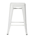 Nicer Furniture Tolix Style Backless Metal Industrial Stack Counter Height Stool - White - 4 Pack-Drain Hole in Seat. Non-Marring Glides. Lightweight Design
