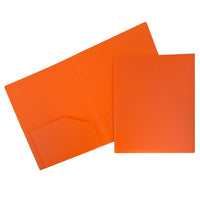 JAM Paper Plastic Heavy Duty Two Pocket Presentation Folders, Orange, 108 Pack-Orange