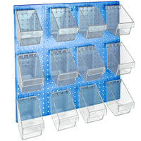 Azar 12 Mini Bucket Peg Wall Accessory Organizer Set - 24" W x 24" H - Blue-Sold in Multiples of: 1
