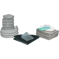Zenith Safety 55-Gallon Spill Kits, Universal, Without Container-Contents: 50 Sorbent Pads (15" x 17"), 5 Sorbent Socks (3" x 48" , 3 Sorbent Socks (3" x 120"), 1 Drain Cover (36" x 36"), 1 Pair Nitrile Gloves, 2XL (11) , 2 Microporous Coveralls, XL , 1 Pair Safety Goggles (One Size), 3 Disposal Bags (26" x 36")