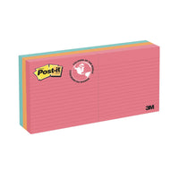 Post-it Notes - Lined - Cape Town Collection - 3" x 3" - 100 Sheets/Pad - 6 Pads/Pack-Lined