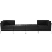 Flash Furniture  Hercules Imagination Series Leather 4 Piece Chair and Ottoman Set in Black (ZBIMAGSET7)-Black Bonded Leather