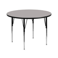 Flash Furniture 42'' Round Activity Table with 1.25'' Thick High Pressure Laminate Top and Standard Height Adjustable Legs, Grey-Grey Laminate