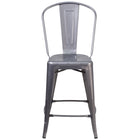 Flash Furniture 24" High Clear Coated Indoor Counter Height Stool with Back-Bistro Style Counter Stool