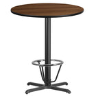 Flash Furniture Laminate 36" X-Base Round Table, Walnut (XURD36WAT30B3F)-Bar Height Hospitality Table