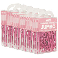 JAM Paper Coloured Jumbo Paper Clips, Large, Pink Paperclips, 6 Packs of 75, 450 Total (42186873g)-Pink