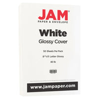 JAM Paper 2-Sided Glossy Cardstock, 8 1/2" x 11", 80 lb, White, 50 Pack (01034702F)-For presentations and press kits, get matching envelopes and paper for a real professional look