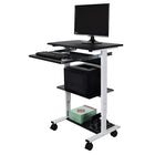 Luxor – Poste de travail debout ajustable (STAND-WS30) à trois tablettes, noir/blanc-Poste de travail debout réglable, gris