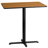 Flash Furniture 24'' x 42'' Rectangular Laminate Table Top, Natural, 22'' x 30'' Bar Height Table Base (XUNT2442T2230B)-Bar Height Hospitality Table
