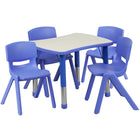 Flash Furniture 21.875"W x 26.625"L Rectangular Blue Plastic Height Adjustable Activity Table Set with 4 Chairs-Multipurpose Kids Table Set