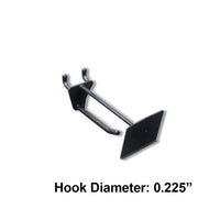 Azar Displays 2" Glass Filled Nylon Pegboard Scan Hooks, Black, 50 Pack-Fits to standard pegboard or slat wall