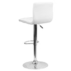 Flash Furniture Contemporary Vinyl Adjustable Height Barstool with Horizontal Stitch Back & Chrome Base - White-Horizontal Embellished Stitching