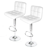 Nicer Furniture Hexagrid Swivel Hydraulic Bar Stool - White - 2 Pack-Set of 2 contemporary stools, upholstered in durable polyurethane leatherette.