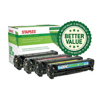 Staples Sustainable Earth HP 305A Reman Laser Toner Cartridge - Black/Cyan/Magenta/Yellow - 4 Pack-Colour: black, cyan, magenta, yellow