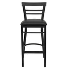 Flash Furniture HERCULES Series Black Two-Slat Ladder Back Metal Restaurant Barstool - Black Vinyl Seat-Metal Barstool