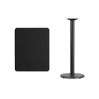 Flash Furniture 24" x 30" Rectangular Black Laminate Table Top with 18" Round Bar Height Table Base-Black Laminate Top